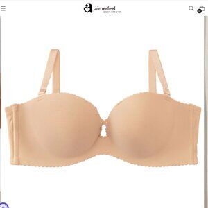 AIMERFEEL Strapless Maximum Boost Bra CHOMORI BRA(R) Demi Bra in Beige